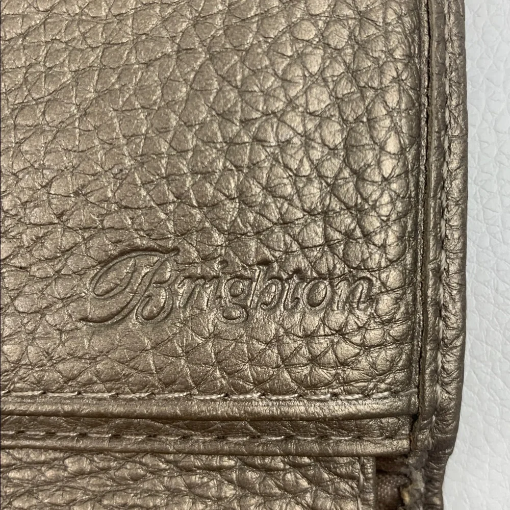 Brighton vintage leather wallet Tan with silver detail Multiple pockets